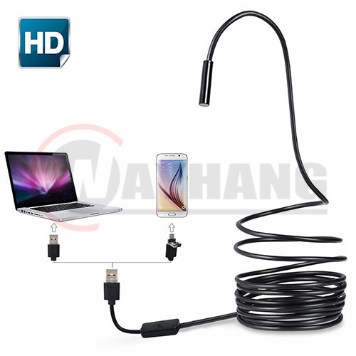 2 in 1 Semi-rigid Borescope Inspection Camera 2.0MP CMOS HD Waterproof Snake Camera with 6 Adjustable Led