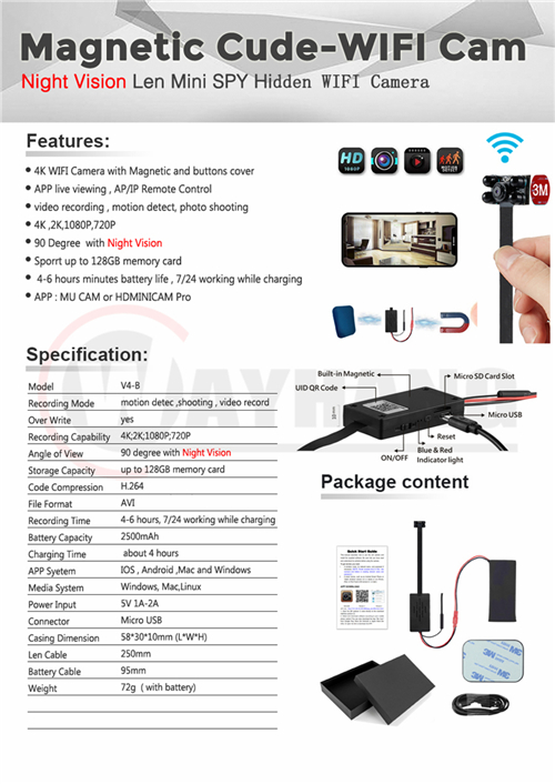 4K Spy Nanny CAM Wireless IP Hidden DIY Digital Video Camera Mini Micro DVR With Night VISION