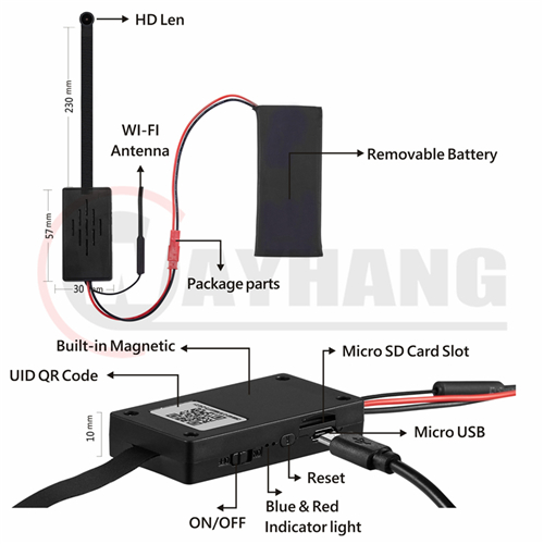 Wide Angle 4K 1080P Mini WiFi Camera P2P Camera DIY Module Pinhole IP Sound Recording Motion Detection Video Webcam